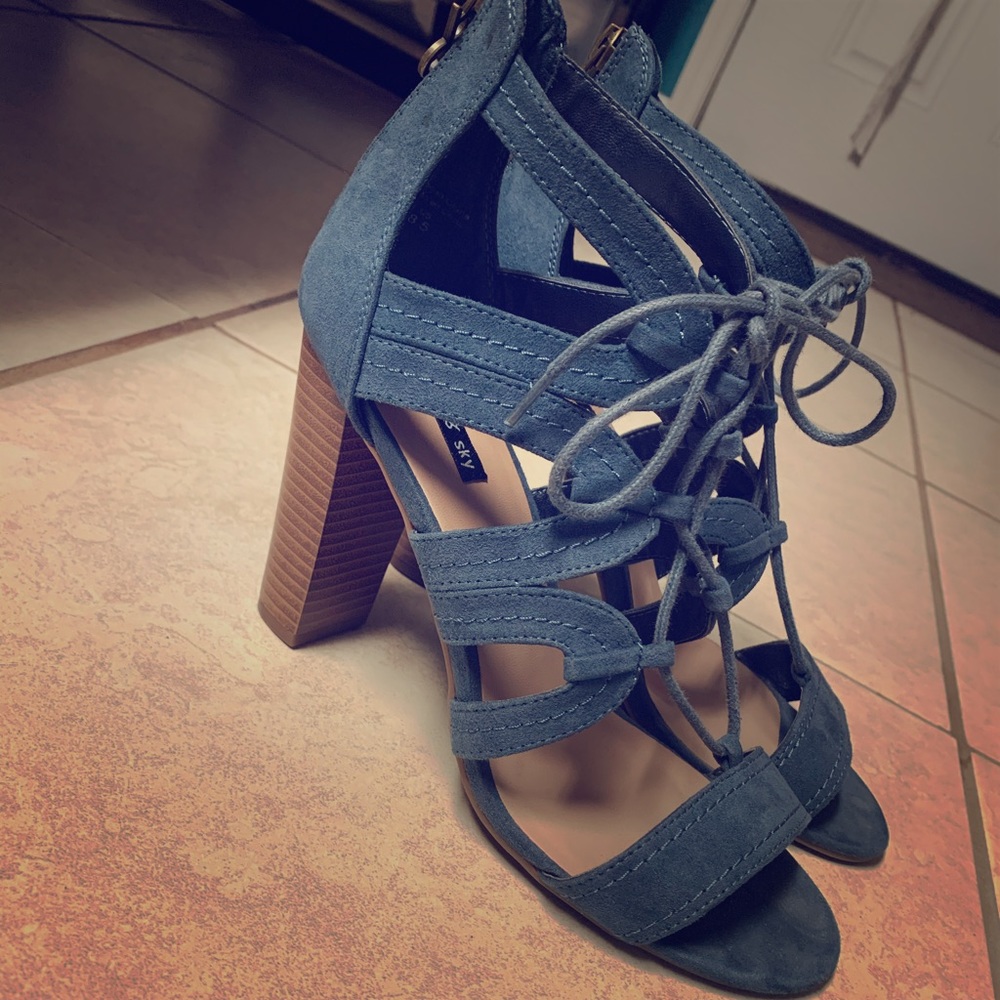 Denim healed sandal